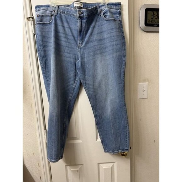 Abercrombie & Fitch Jeans Womens 36/22 The Mom High Rise Blue Demin Distressed ￼ - Picture 1 of 8